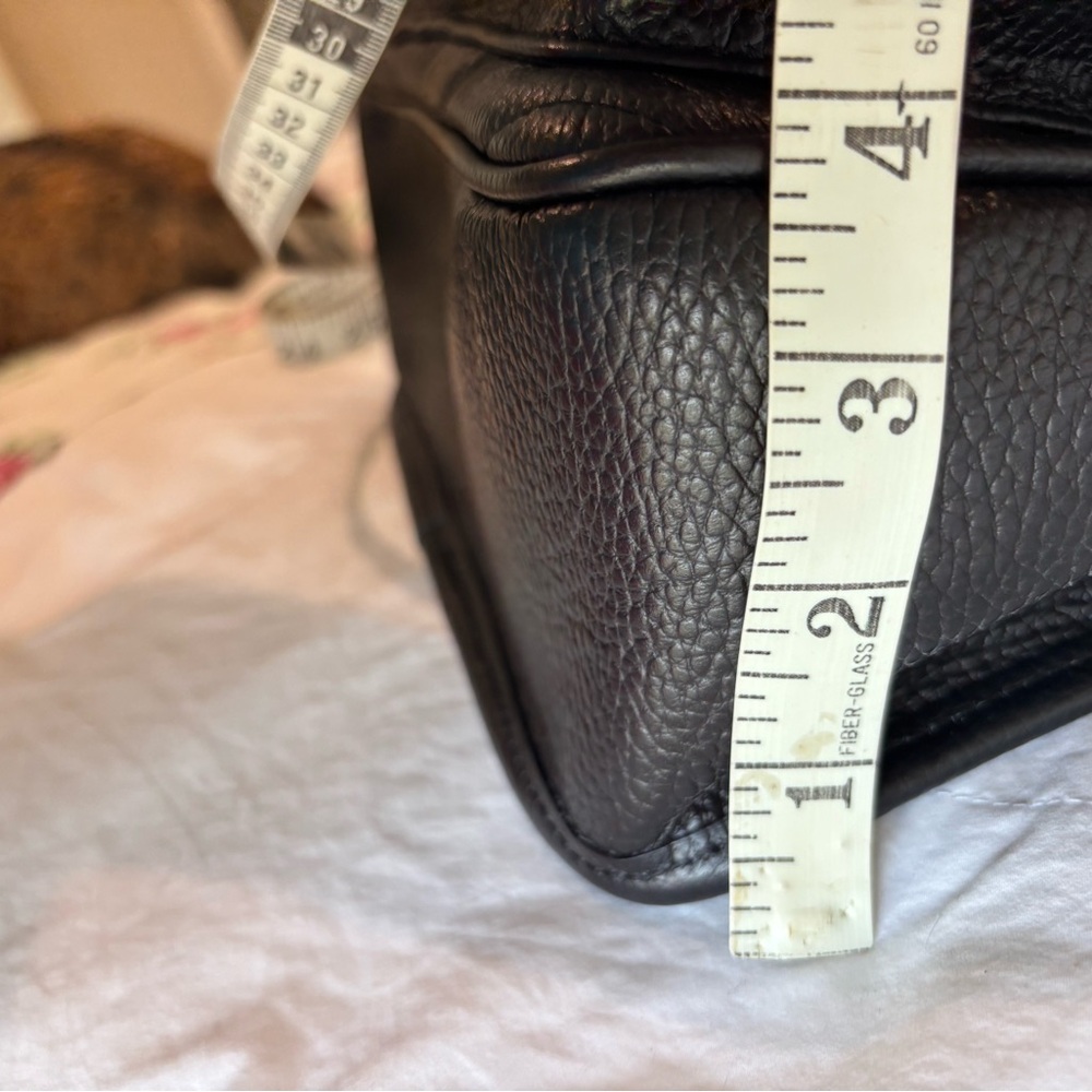 Anna Paola Black Leather Bag Crossbody or Shoulder, Adjustable Chain Strap - Picture 9 of 16